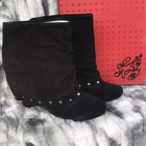 Naughty Monkey black suede booties Size 9.5